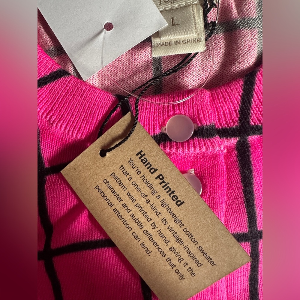 2013 J. Crew Factory Claire Cotton Cardigan in Fuchsia Window, Size L, NWT - Picture 3 of 11